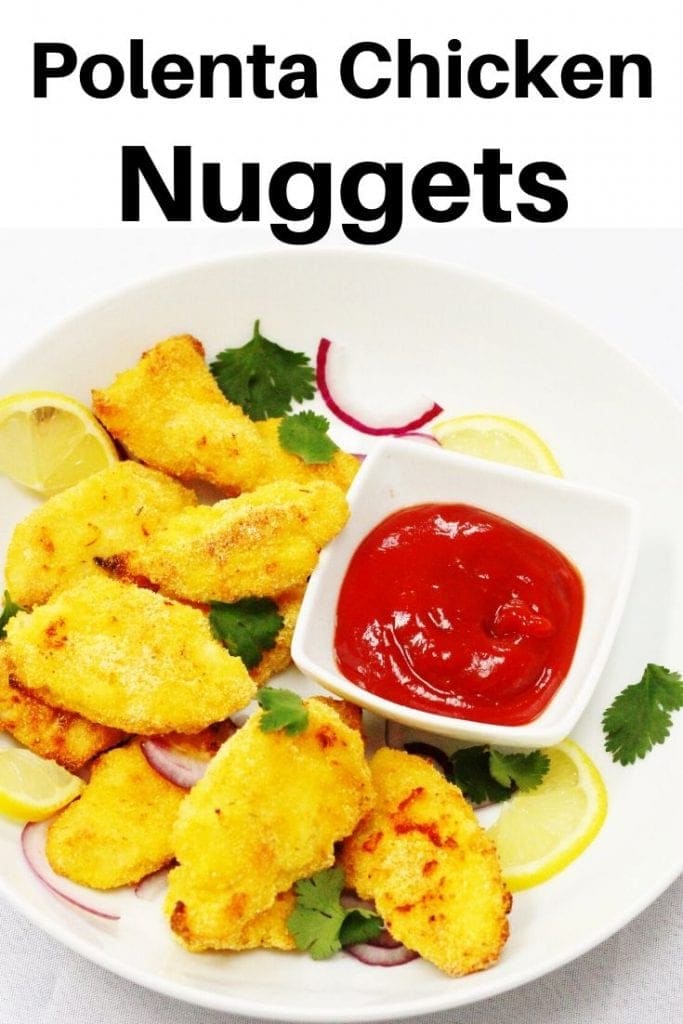 Polenta coated chicken nuggets