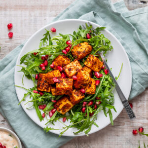 plate of marinated paneer salad