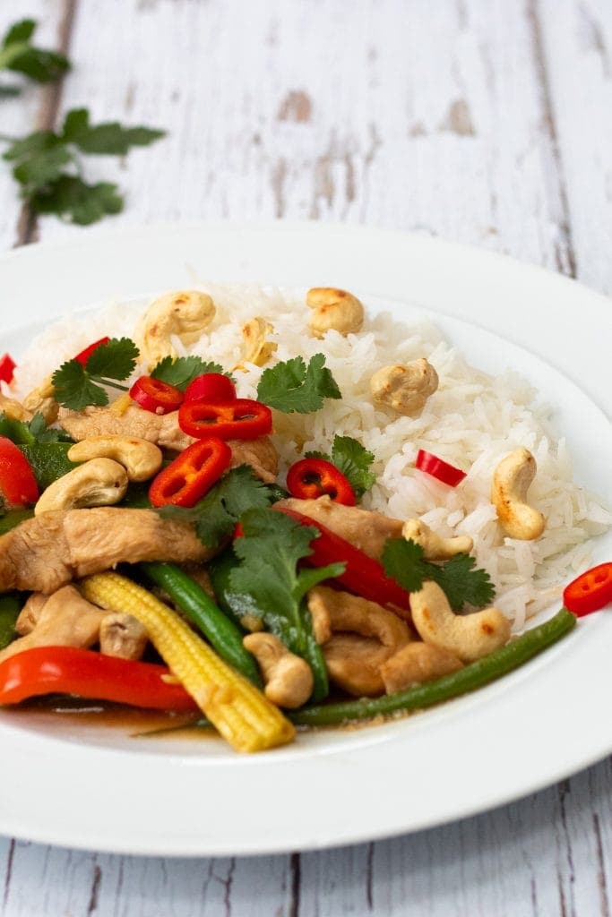 plate of coca cola chicken with rice