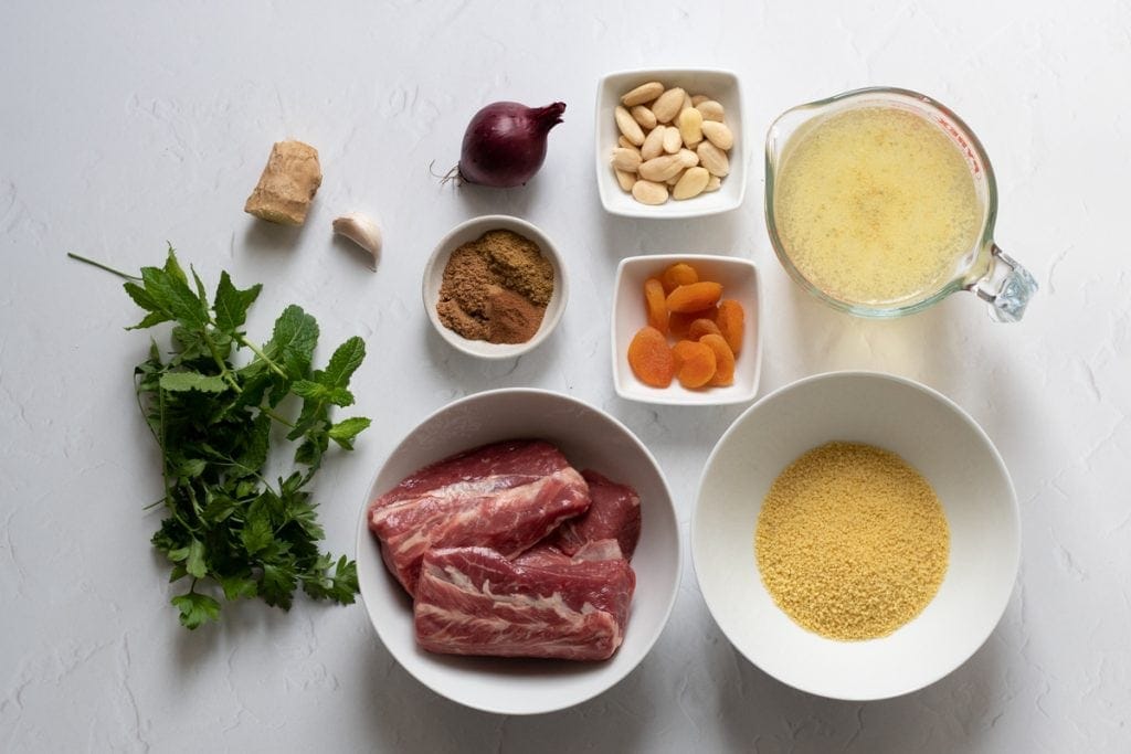 Ingredients for slow cooker Moroccan lamb 