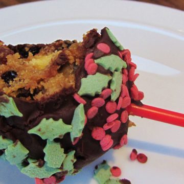 Half-eaten Christmas cake pop