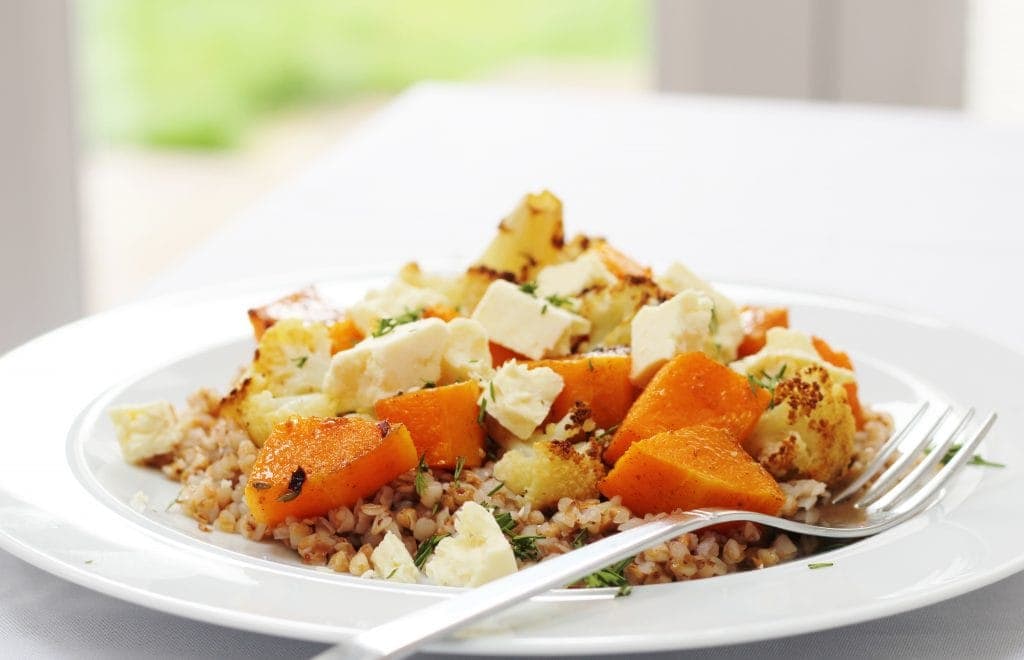 Buckwheat Salad with feta, cauliflower and butternut squash