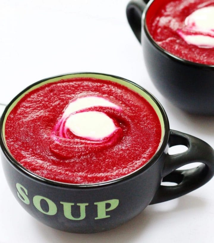 Roasted garlic and beetroot soup