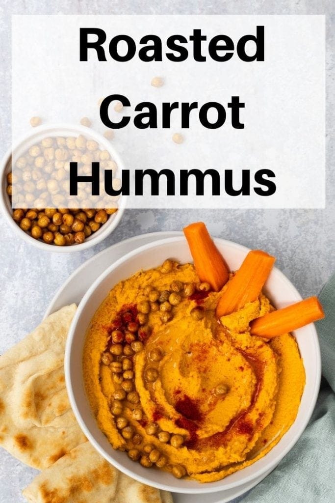 Roasted carrot hummus pin image