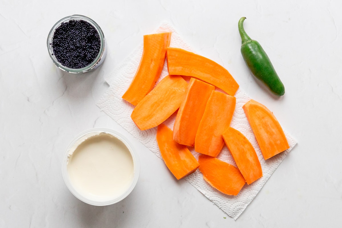 Ingredients for sweet potato canapes