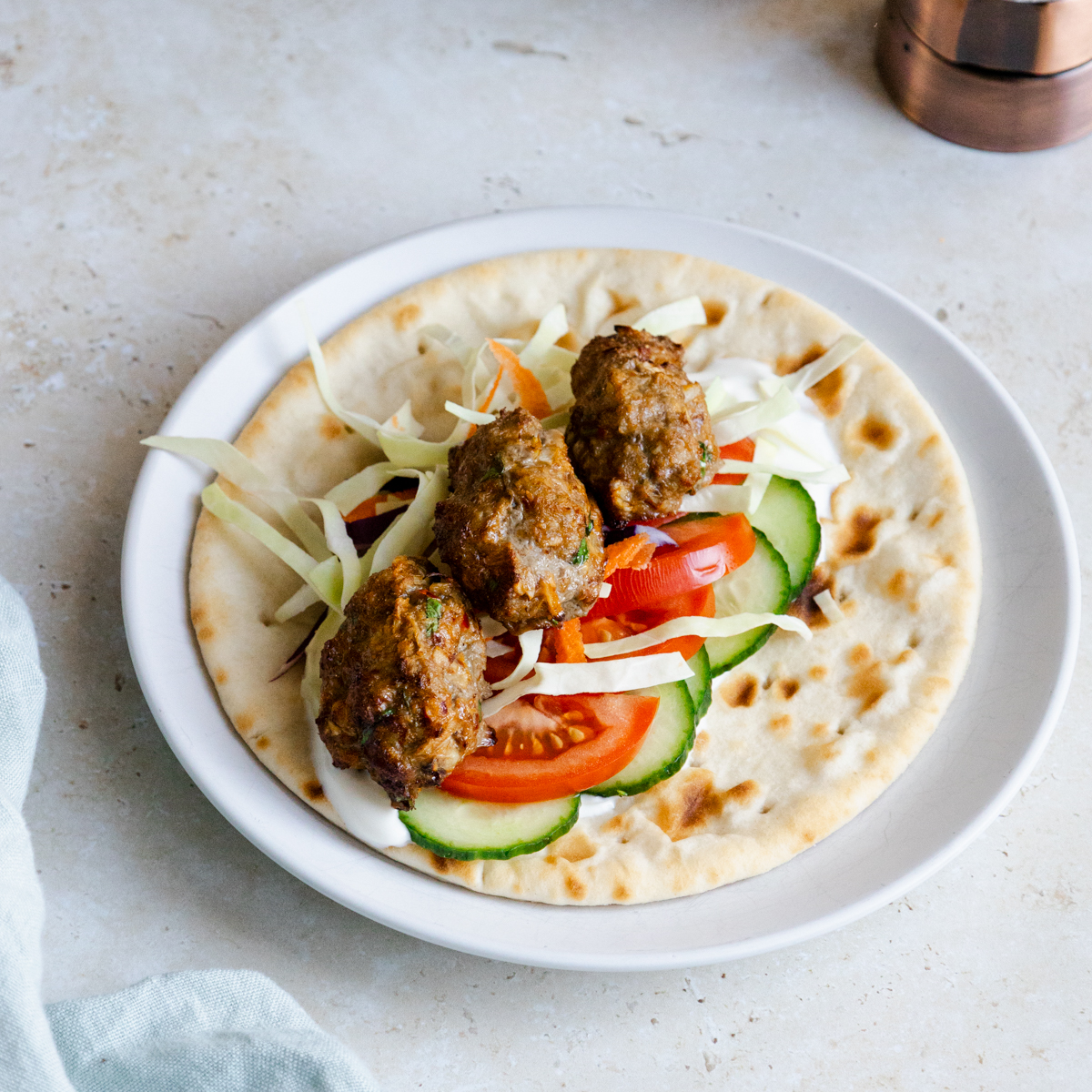 Air fried harissa lamb koftas